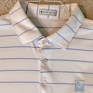 Peter Millar white and lavender striped polo!